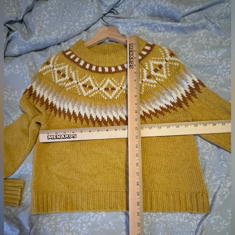 American Eagle Fair Isle Mustard Yellow Pullover Sweater Womens size small‎